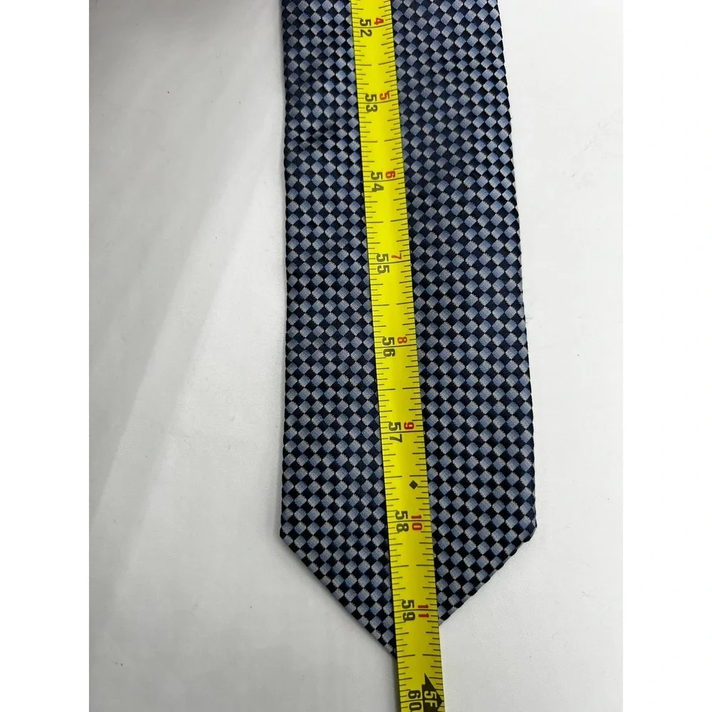 Hugo Boss‎ BOSS Silk Tie Blue Geometric Check Made In Italy L:59.5
